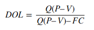 Degree of Operating Leverage Formula in terms of quantity
