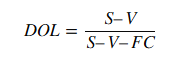 Degree of Operating Leverage Formula in terms of sales