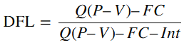 degree of financial leverage formula at the quantity level