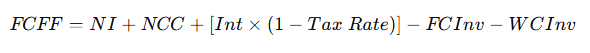 Free Cash Flow to the Firm(FCFF) formula