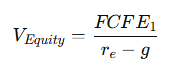 Value of Equity (Using FCFE) formula
