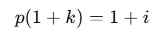 Relationship between the probability of repayment (p) and hence the probability of default (1 – p).